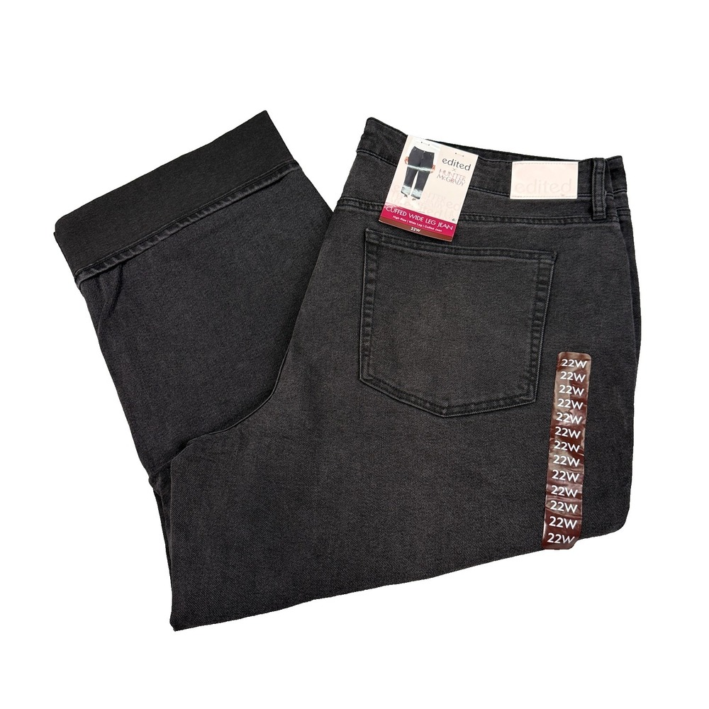 Edited by Hunter McGrady Women's Size 22W Cuffed‎ Wide Leg High Rise Jean NWT
